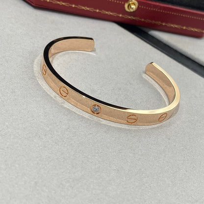 [Love More]LOVE BRACELET 6.1MM 1 DIAMOND OPEN CUFF