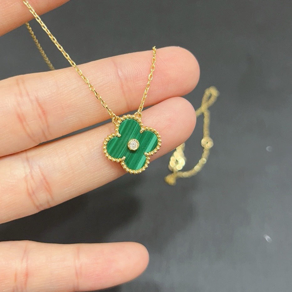 [Love More]CLOVER 15MM DIAMOND TURQUOISE NECKLACE