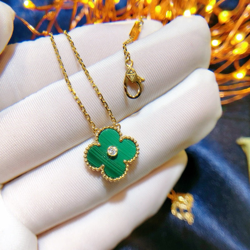 [Love More]CLOVER 15MM DIAMOND TURQUOISE NECKLACE