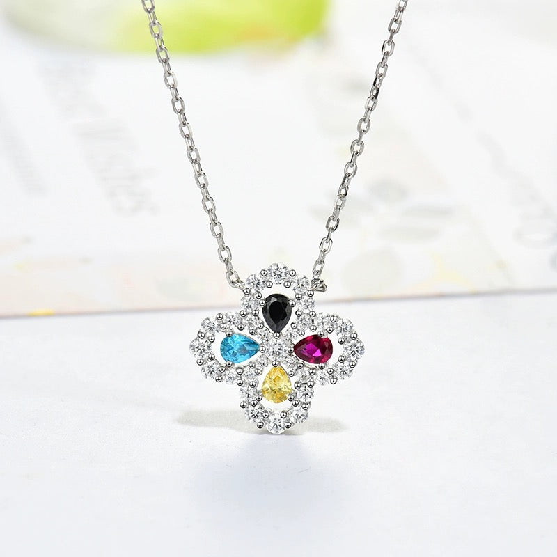 [Love More]LOOP NECKLACE FULL MOTIF DIAMOND 16MM MULTIPLE COLORS