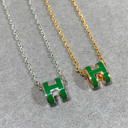 [Love More]POP H GREEN NECKLACE SILVER AND GOLD