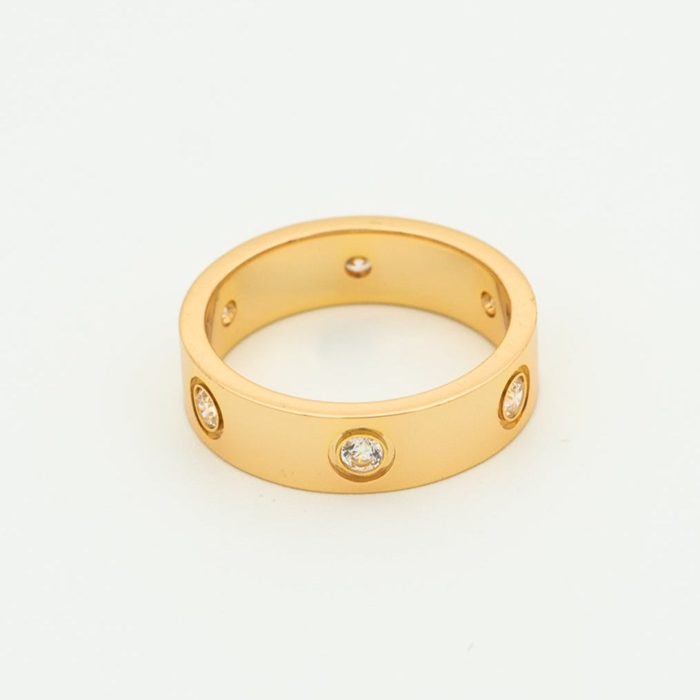 [Love More]LOVE RING 5.5MM 6 DIAMONDS PINK GOLD