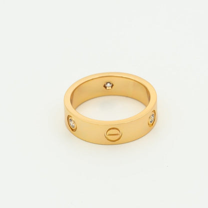 [Love More]LOVE RING 5.5MM 3 DIAMONDS PINK GOLD