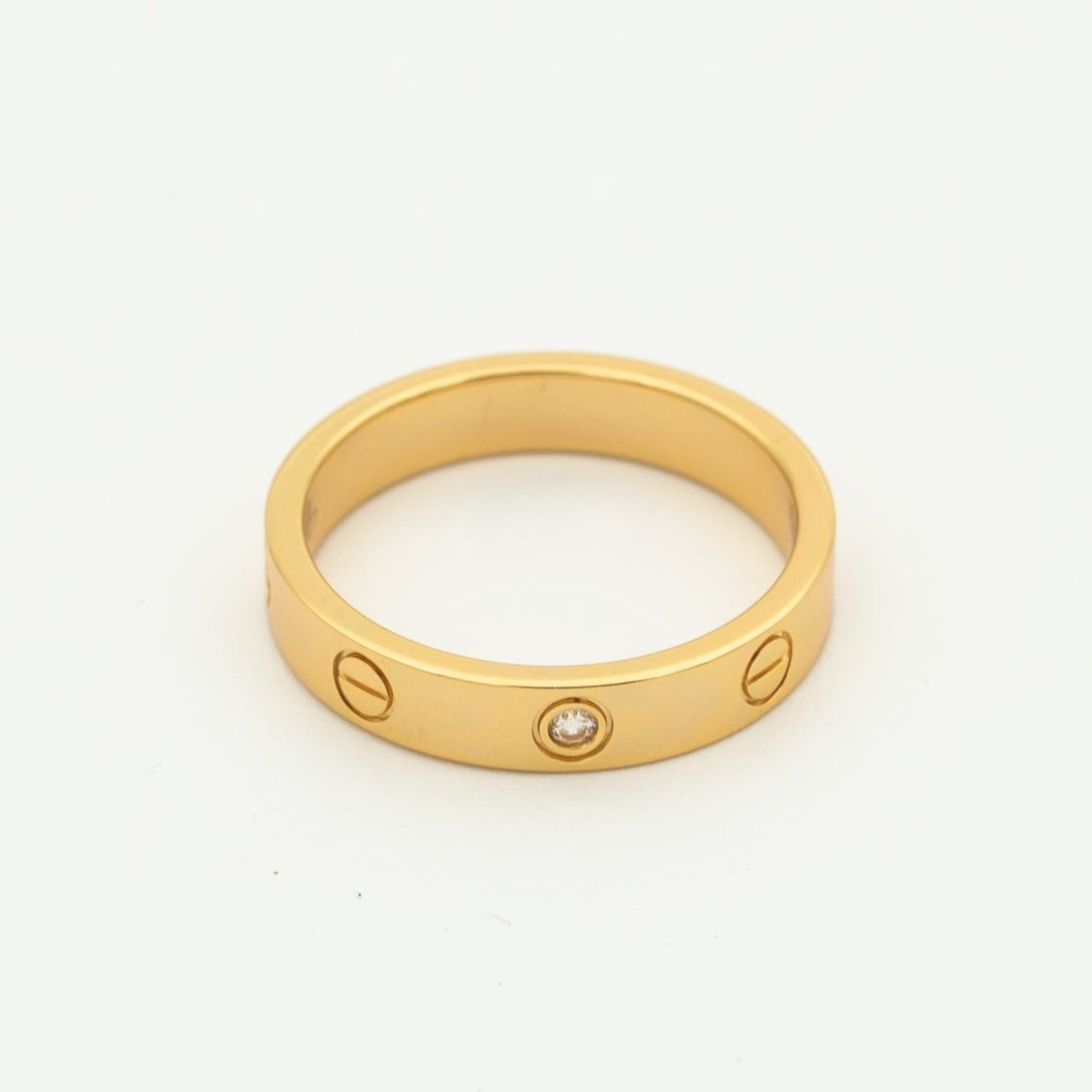 [Love More]LOVE RING 4MM 1 DIAMOND PINK GOLD