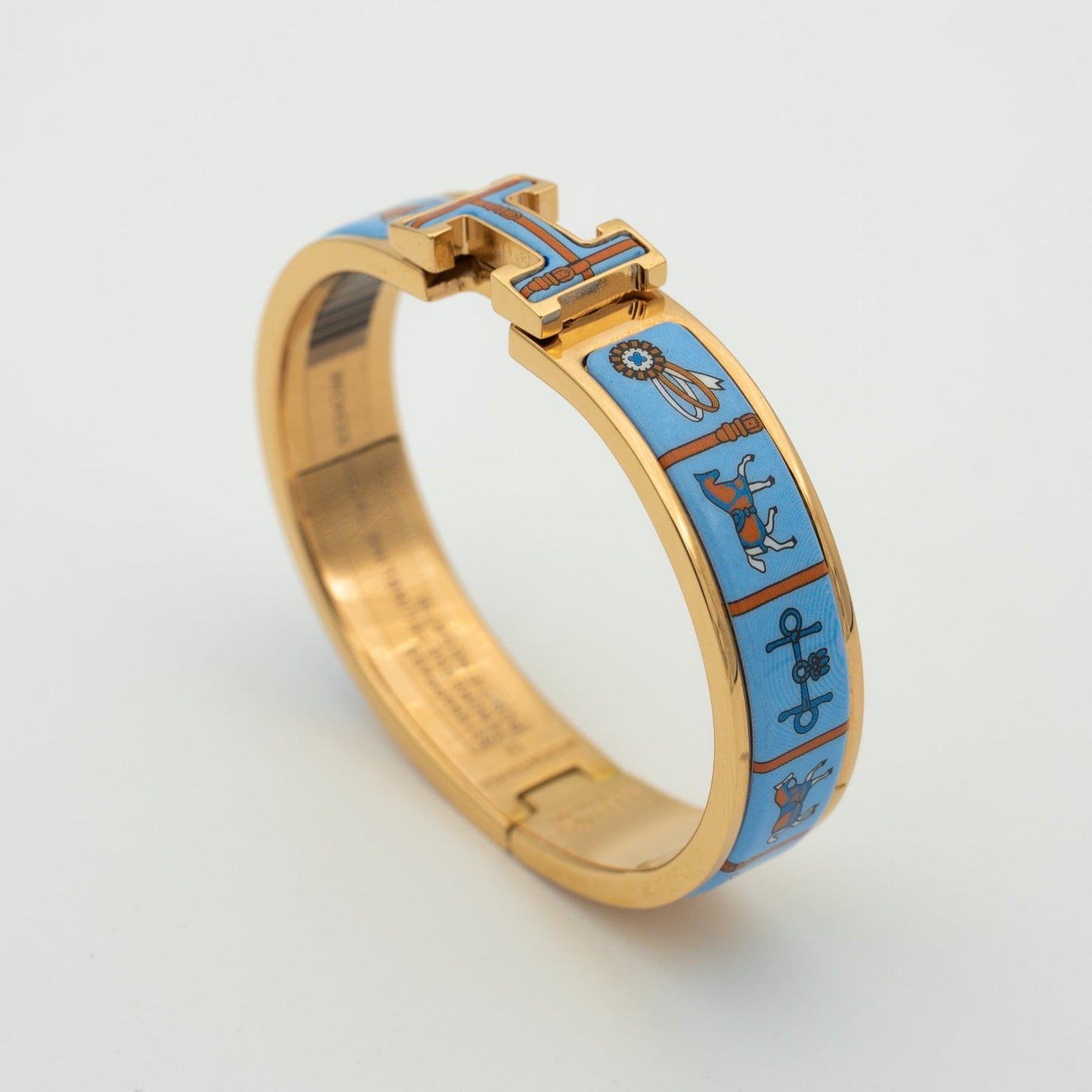 [Love More]H PINK GOLD BRACELET BLUE CERAMIC