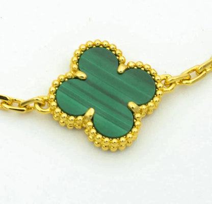 [Love More]CLOVER  5 MOTIF MALACHITE DIAMOND BRACELET