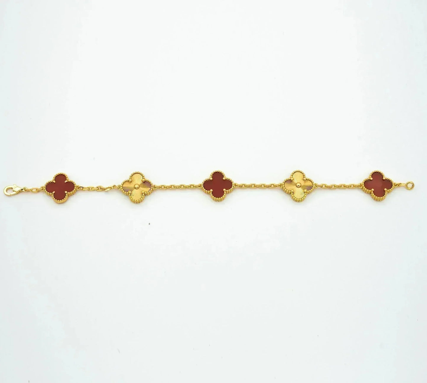 [Love More]CLOVER  5 MOTIFS CARNELIAN GOLD BRACELET