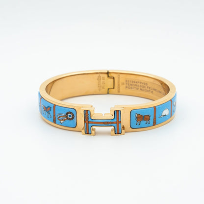 [Love More]H PINK GOLD BRACELET BLUE CERAMIC