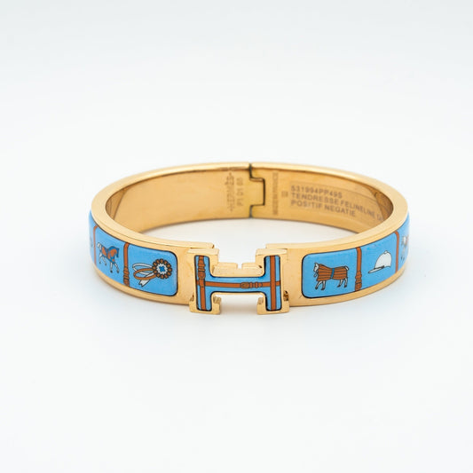 [Love More]H PINK GOLD BRACELET BLUE CERAMIC