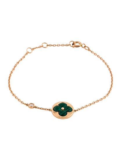 [Love More]SUN MALACHITE 1 DIAMOND PINK GOLD BRACELET