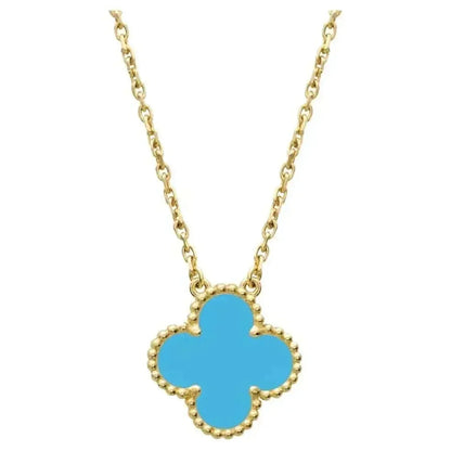 [Love More]CLOVER 15MM VINTAGE TURQUOISE NECKLACE