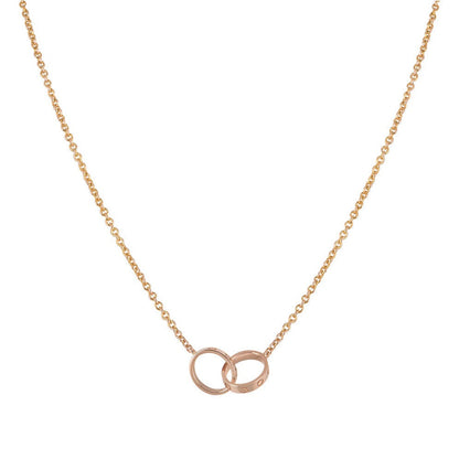 [Love More]LOVE NECKLACE DOUBLE RING PINK GOLD