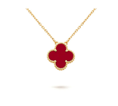 [Love More]CLOVER 15MM CARNELIAN SINGLE FLOWER NECKLACE