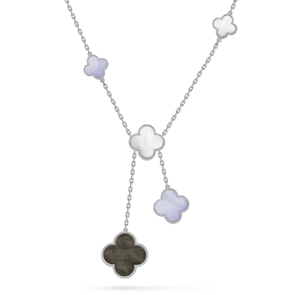 [Love More]CLOVER MOP CHALCEDONY NECKLACE SILVER 6 MOTIF