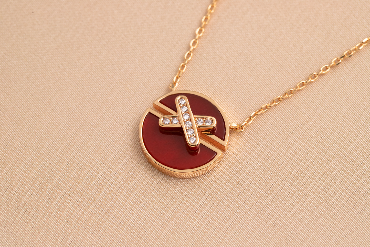 [Love More]JEUX DE PINK GOLD DIAMOND NECKLACE