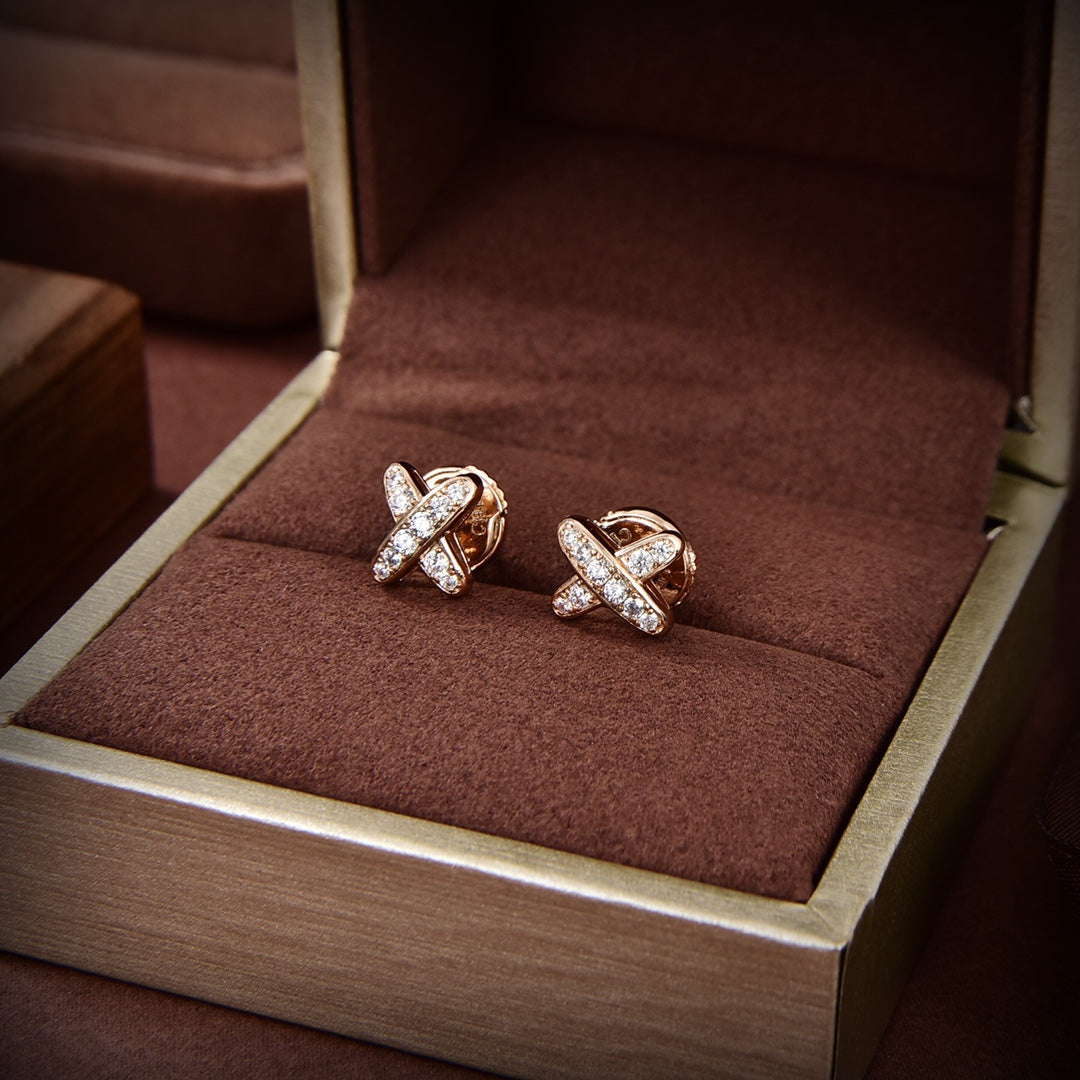 [Love More]JEUX DE GOLD DIAMOND EARRINGS