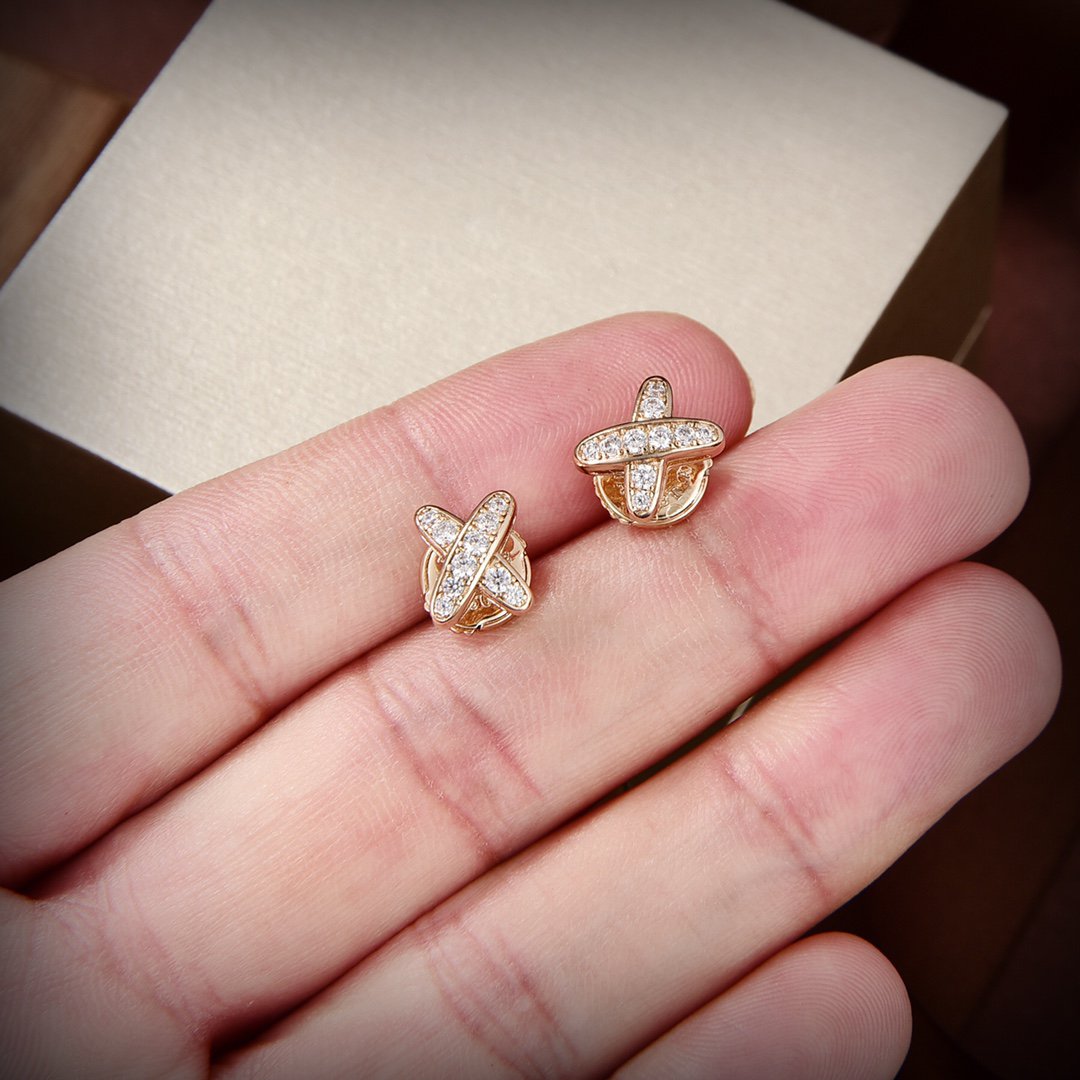 [Love More]JEUX DE GOLD DIAMOND EARRINGS