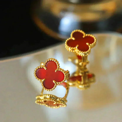 [Love More]CLOVER MEDIUM 1 MOTIFS CARNELIAN  EARRINGS