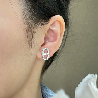 [Love More]HM FULL DIAMOND PIG NOSE STUD EARRINGS