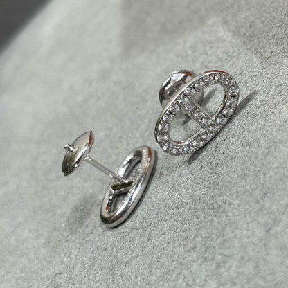 [Love More]HM FULL DIAMOND PIG NOSE STUD EARRINGS