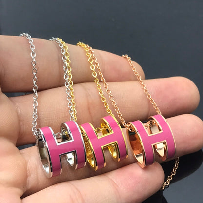 [Love More]H NECKLACE PINK