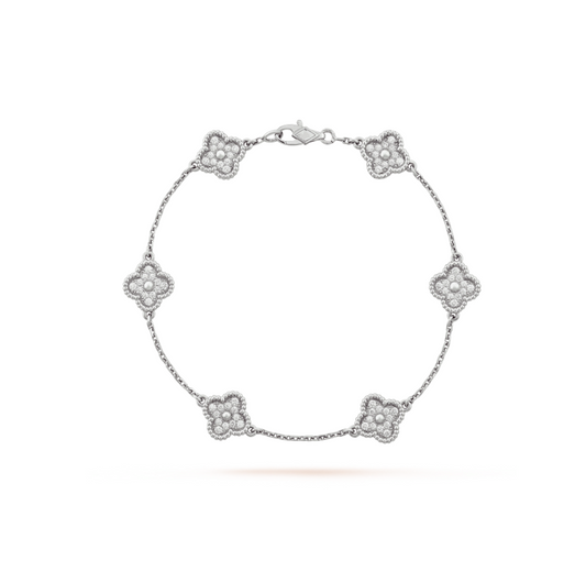 [Love More]CLOVER 6 MOTIF SILVER DIAMOND BRACELET