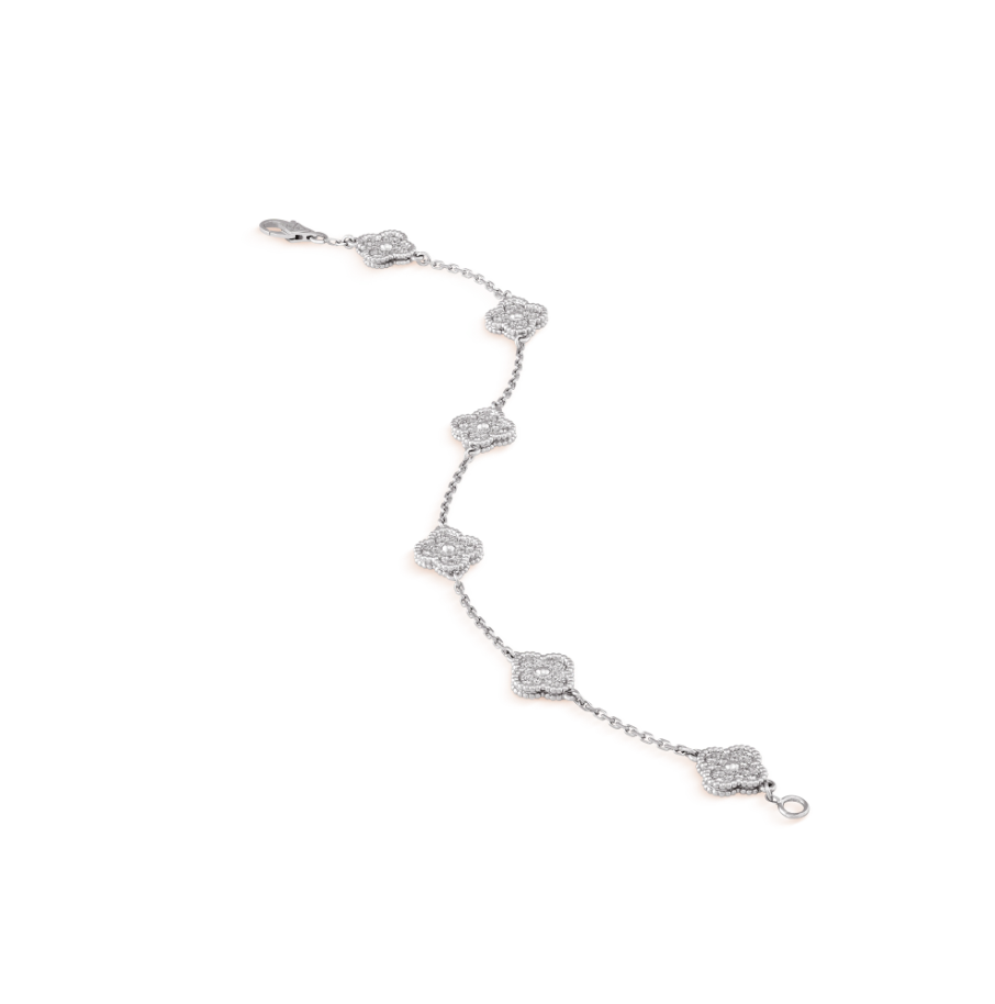 [Love More]CLOVER 6 MOTIF SILVER DIAMOND BRACELET