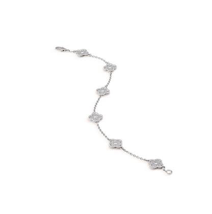 [Love More]CLOVER 6 MOTIF SILVER DIAMOND BRACELET