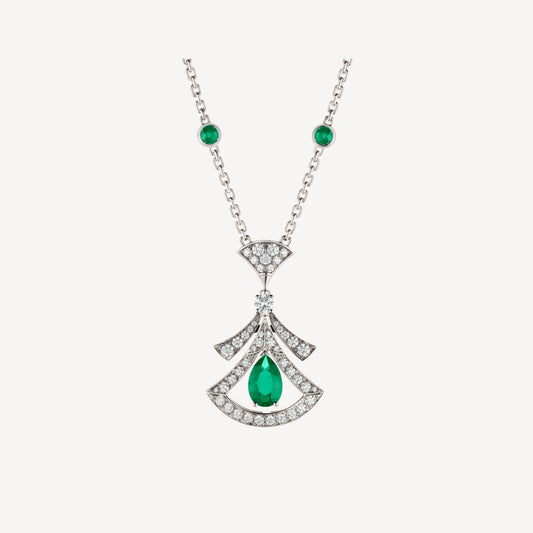 [Love More]DREAM NECKLACE MALACHITE DIAMOND SILVER