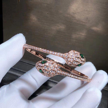 [Love More]SERPENTI BRACELET PINK GOLD MALACHITE DIAMOND DOUBLE SNAKE