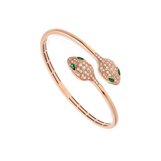 [Love More]SERPENTI BRACELET PINK GOLD MALACHITE DIAMOND DOUBLE SNAKE