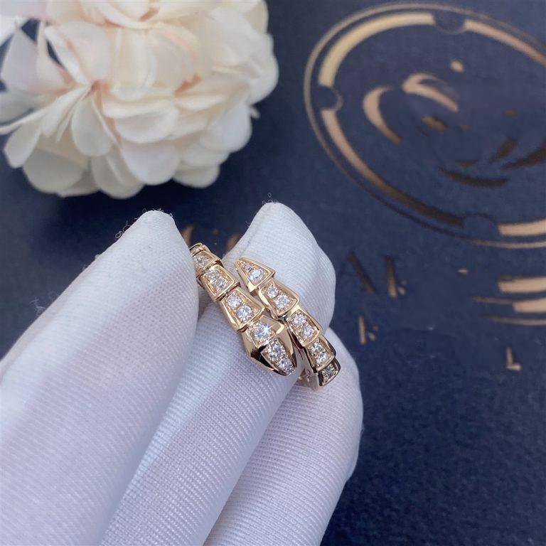 [Love More]SERPENTI RING PINK GOLD DIAMOND PAVED 4MM