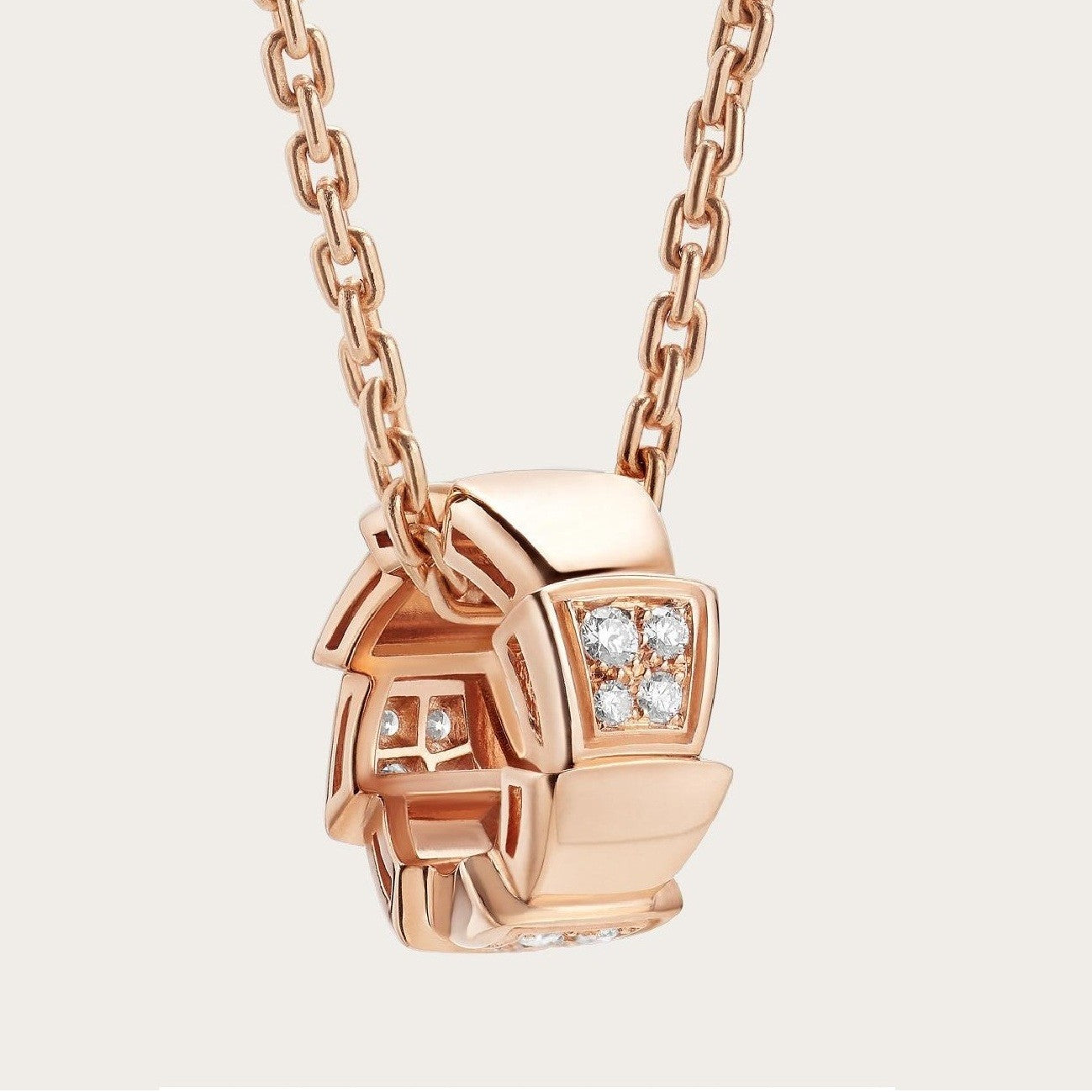 [Love More]SERPENTI PEDANT DIAMOND PINK GOLD NECKLACE