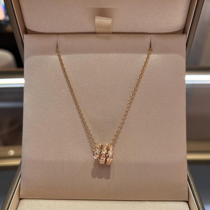 [Love More]SERPENTI PINK GOLD NECKLACE DOUBLE RING DIAMOND