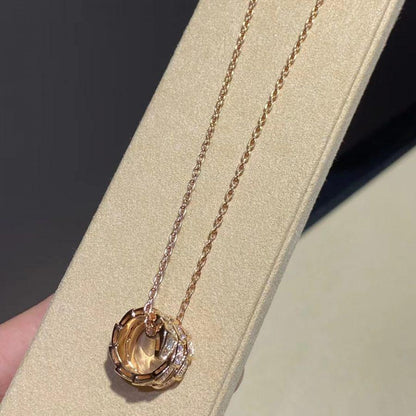 [Love More]SERPENTI PINK GOLD NECKLACE DOUBLE RING DIAMOND