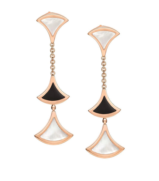 [Love More]DREAM EARRINGS 3 MOTIFS ONYX MOP PINK GOLD