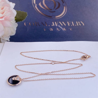 [Love More]AMULETTE ROSE GOLD ONYX NECKLACE