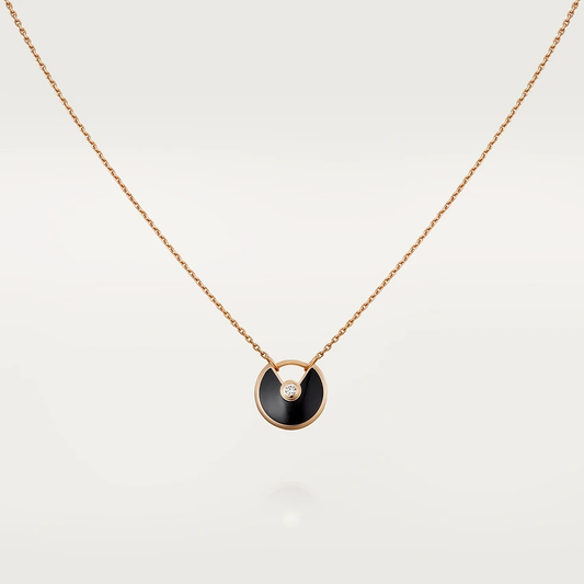 [Love More]AMULETTE ROSE GOLD ONYX NECKLACE