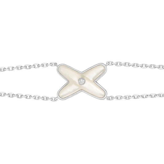 [Love More]JEUX BRACELET WHITE MOP SILVER 1 DIAMOND