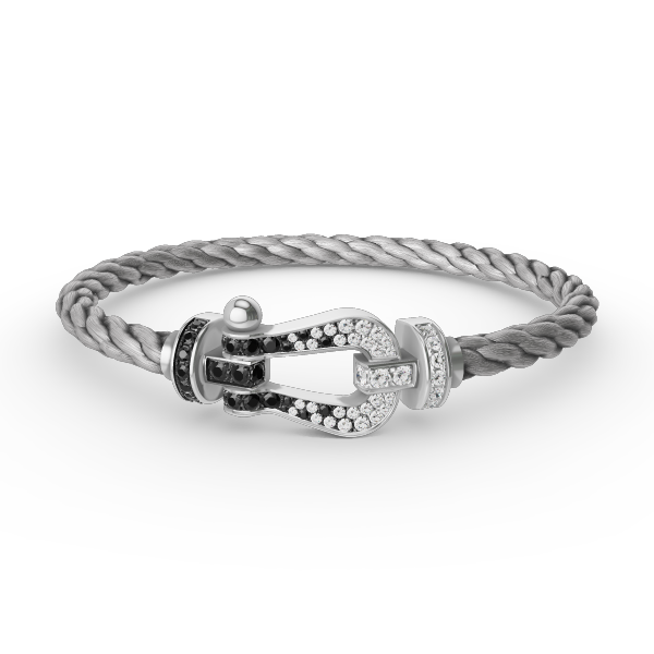 [Love More]FORCE LARGE HORSESHOE BLACK WHITE DIAMOND BRACELET SILVER