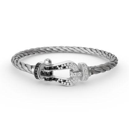 [Love More]FORCE LARGE HORSESHOE BLACK WHITE DIAMOND BRACELET SILVER