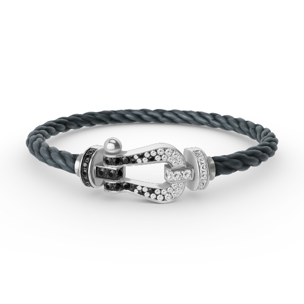 [Love More]FORCE LARGE HORSESHOE BLACK WHITE DIAMOND BRACELET SILVER