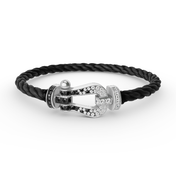 [Love More]FORCE LARGE HORSESHOE BLACK WHITE DIAMOND BRACELET SILVER