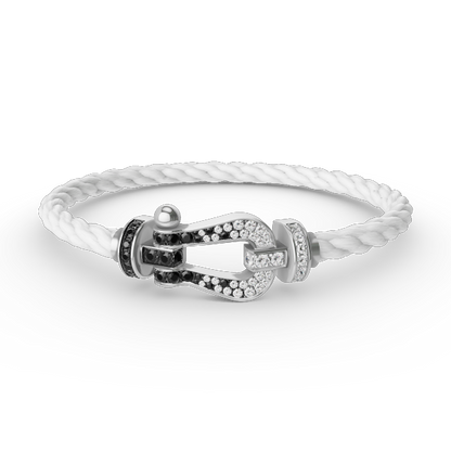 [Love More]FORCE LARGE HORSESHOE BLACK WHITE DIAMOND BRACELET SILVER