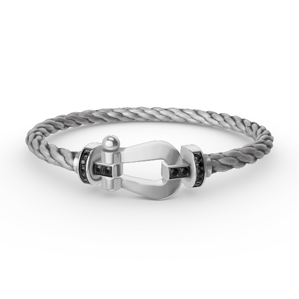 [Love More]FORCE LARGE HORSESHOE BLACK DIAMOND BRACELET SILVER