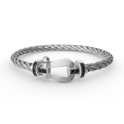 [Love More]FORCE LARGE HORSESHOE BLACK DIAMOND BRACELET SILVER