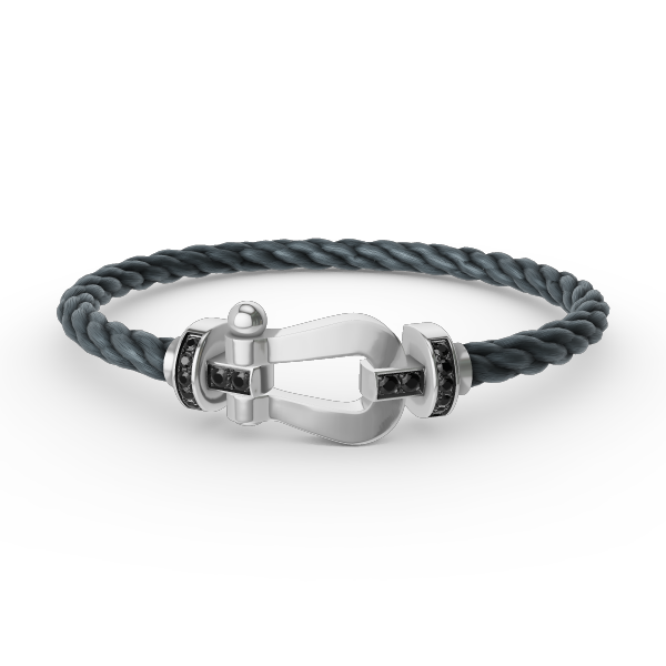 [Love More]FORCE LARGE HORSESHOE BLACK DIAMOND BRACELET SILVER