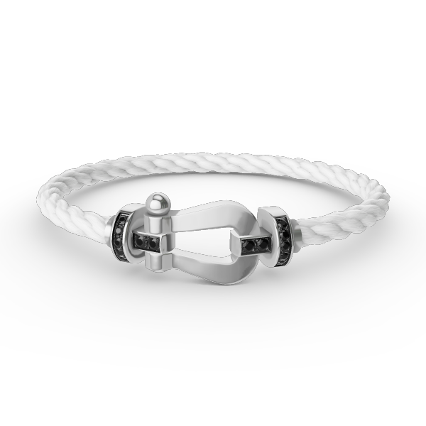 [Love More]FORCE LARGE HORSESHOE BLACK DIAMOND BRACELET SILVER