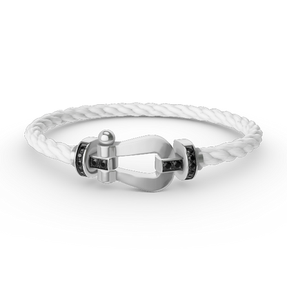 [Love More]FORCE LARGE HORSESHOE BLACK DIAMOND BRACELET SILVER