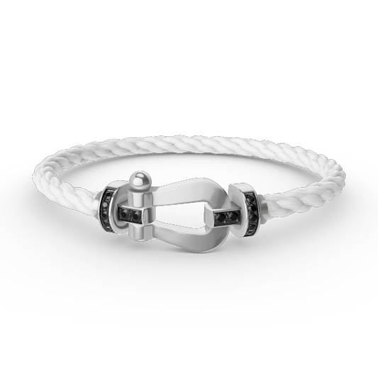 [Love More]FORCE LARGE HORSESHOE BLACK DIAMOND BRACELET SILVER